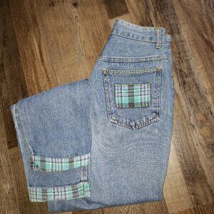 KYOTO  Kasuals vintage denim jeans  size 7  - plaid - preowned